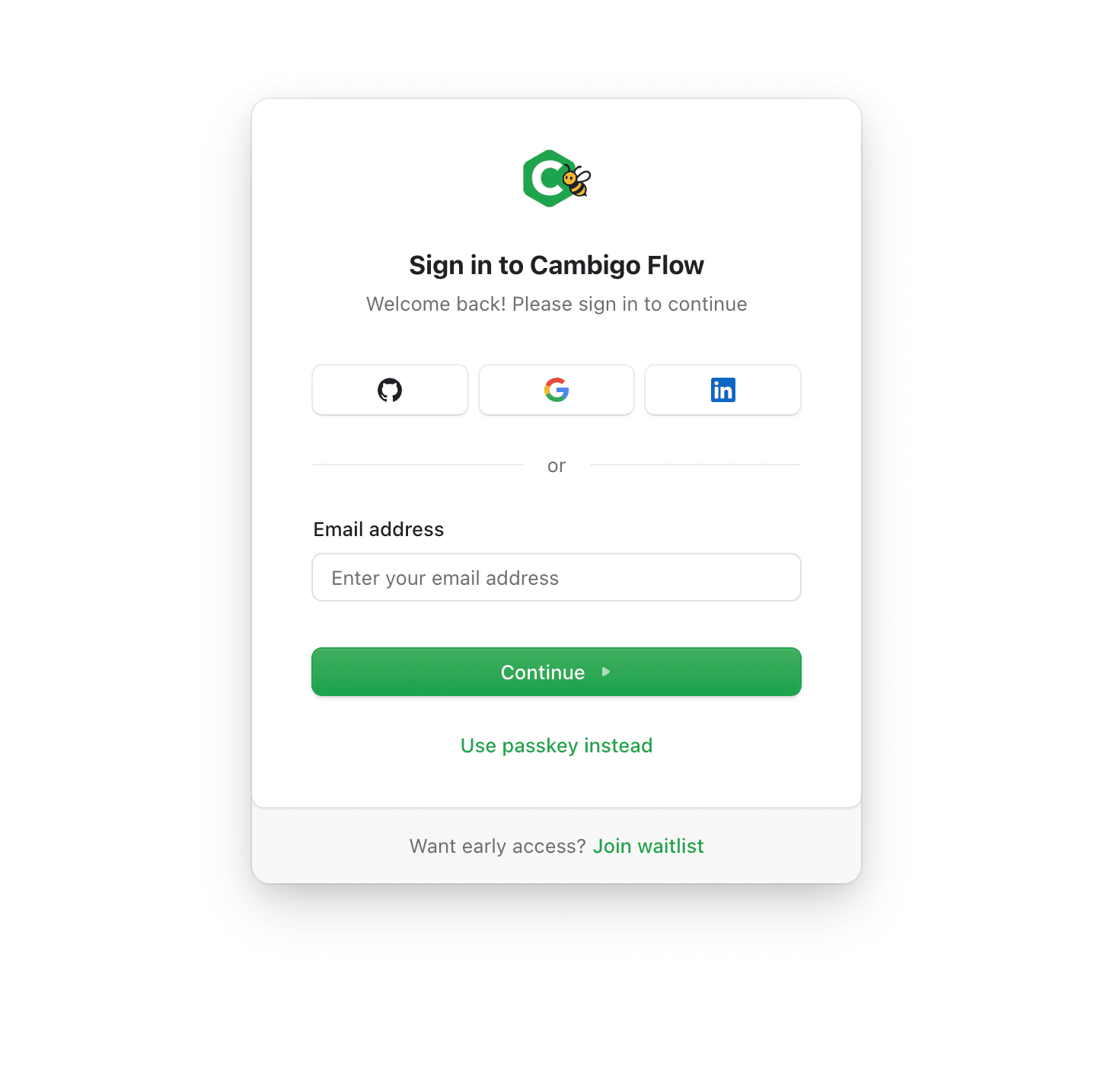 Join the Waitlist or Sign Up for an Account in Cambigo